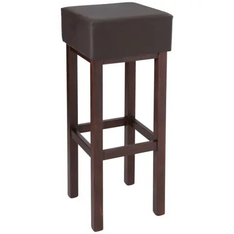 Tabouret de bar Woody, assise rembourrée simili cuir