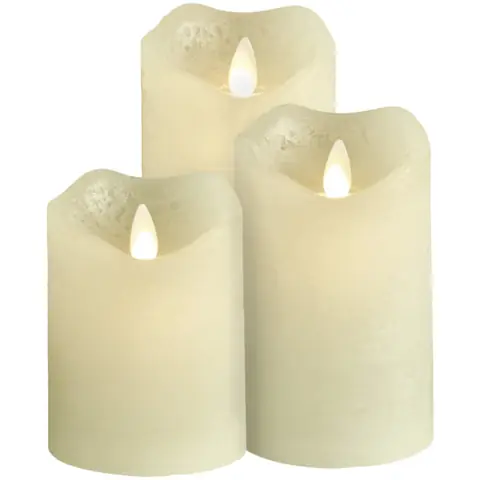 Set de 3 bougies LED Gardi, cire véritable