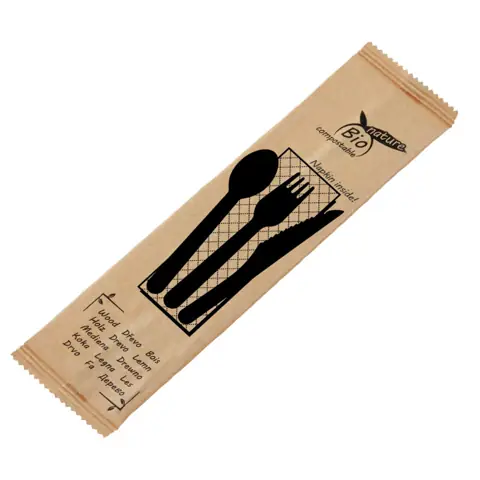 Kit couverts jetables Betulla M, bois
